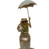 Frog with Umbrella Fountain 22″L x 53.75″H Irona